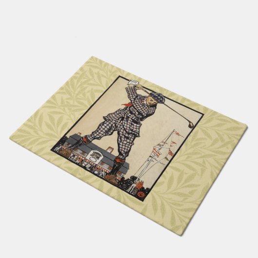 Golfer  Antiek Golfen Deurmat (Schuin)