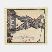 Golfer  Antiek Golfen Fleece Deken (Voorkant (Horizontaal))