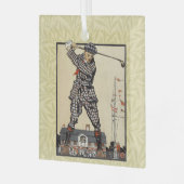 Golfer Antiek Golfen Glas Ornament (Voorkant links)