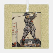 Golfer Antiek Golfen Glas Ornament (Achterkant)