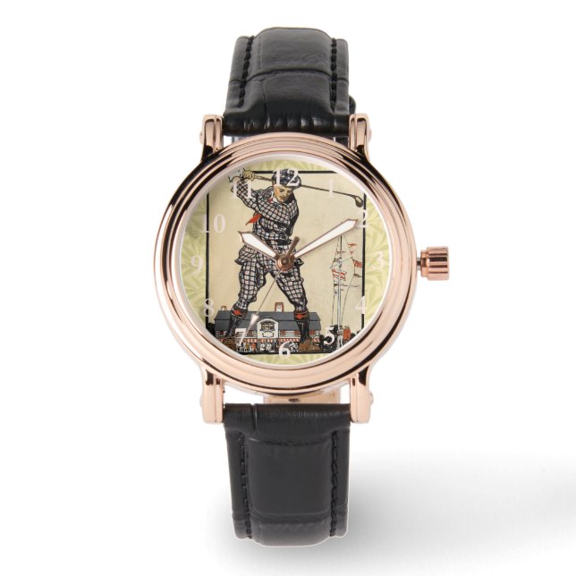Golfer  Antiek Golfen Horloge (Voorkant)