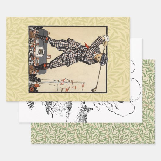 Golfer  Antiek Golfen Inpakpapier Vel (Set)