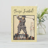 Golfer Antiek Golfen Kaart (Staand voorkant)