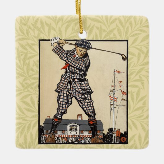 Golfer  Antiek Golfen Keramisch Ornament (Voorkant)