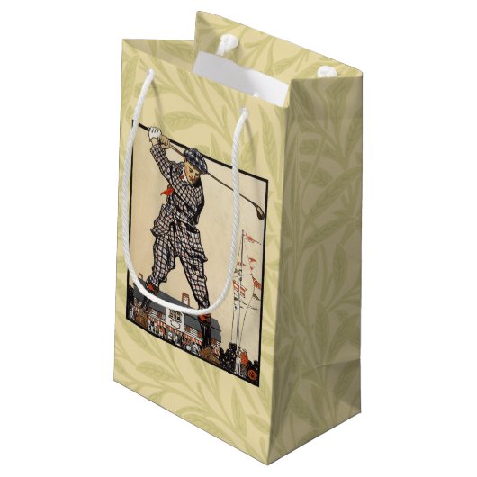 Golfer  Antiek Golfen Klein Cadeauzakje (Achterkant Gekanteld)