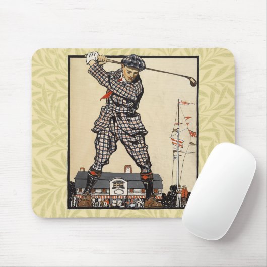 Golfer  Antiek Golfen Muismat (Met muis)