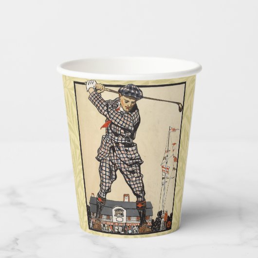 Golfer  Antiek Golfen Papieren Bekers (Achterkant)