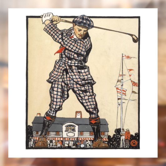 Golfer  Antiek Golfen Raamsticker (Vel 2)