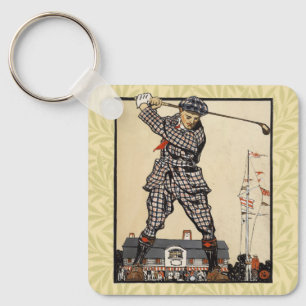 Golfer  Antiek Golfen Sleutelhanger