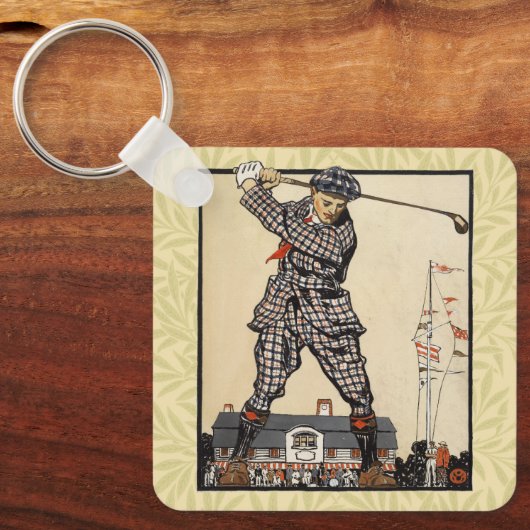 Golfer  Antiek Golfen Sleutelhanger (Voorkant)