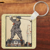 Golfer  Antiek Golfen Sleutelhanger (Achterkant)