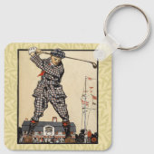 Golfer  Antiek Golfen Sleutelhanger (Achterkant)