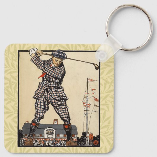 Golfer  Antiek Golfen Sleutelhanger (Achterkant)