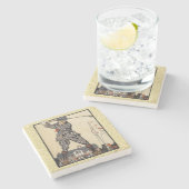 Golfer  Antiek Golfen Stenen Onderzetter (Zijkant)