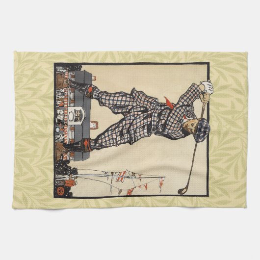 Golfer  Antiek Golfen Theedoek (Horizontaal)