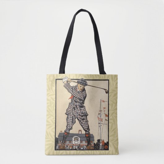 Golfer Antiek Golfen Tote Bag (Voorkant)