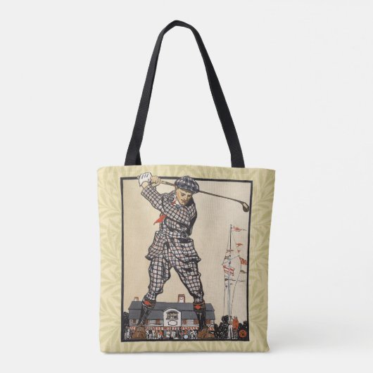 Golfer  Antiek Golfen Tote Bag (Achterkant)