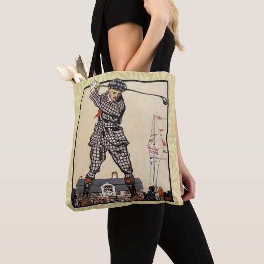 Golfer  Antiek Golfen Tote Bag (Dichtbij)