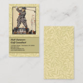 Golfer  Antiek Golfen Visitekaartje (Voorkant / Achterkant)