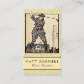 Golfer  Antiek Golfen Visitekaartje (Voorkant)