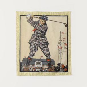 Golfer Antiek Golfen Wandkleed