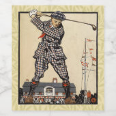 Golfer  Antiek Golfen Wijn Etiket (Enkel label)