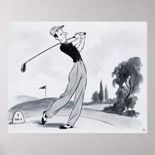 Golfer Archiefprint Poster (Voorkant)