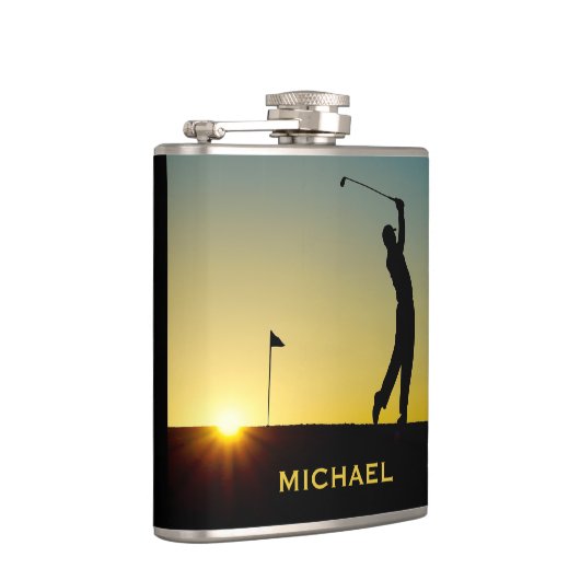 Golfer at Sunset Personalised Heupfles (Rechts)