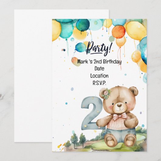 Golfer Baby 2nd Birthday Save the Date Boy Kaart (Voorkant / Achterkant)