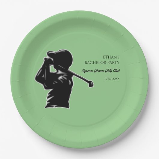 Golfer Bachelor Party Golfreis Klassiek Stijlvol Papieren Bordje (Voorkant)