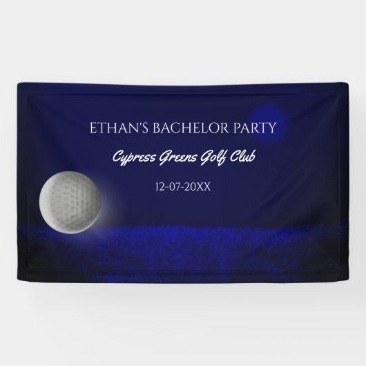 Golfer Bachelorfeest – Navy Blauwe Golfbal – Golf Spandoek (Horizontaal)