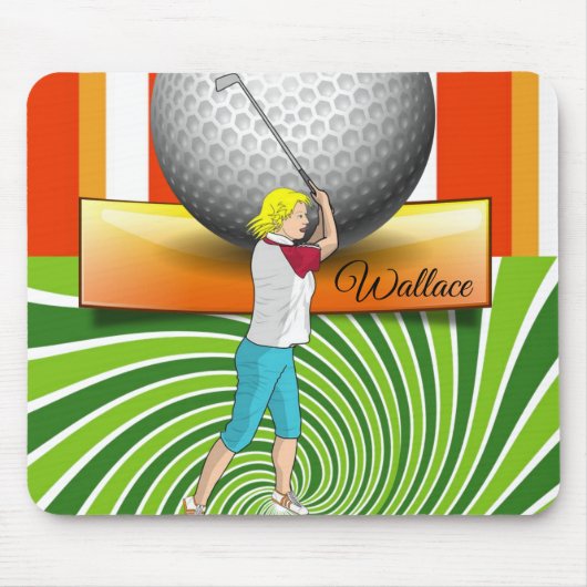 Golfer Ballen Groene Streep Muismat! Muismat (Voorkant)
