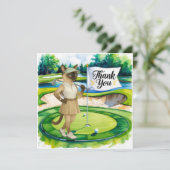Golfer bedankkaart voor kattenliefhebbers (Staand voorkant)