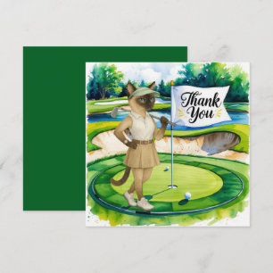Golfer bedankkaart voor kattenliefhebbers