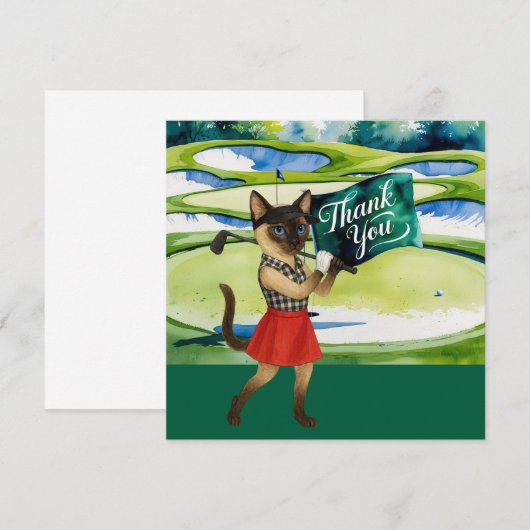 Golfer bedankkaart voor kattenliefhebbers (Voorkant / Achterkant)