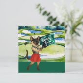 Golfer bedankkaart voor kattenliefhebbers (Staand voorkant)