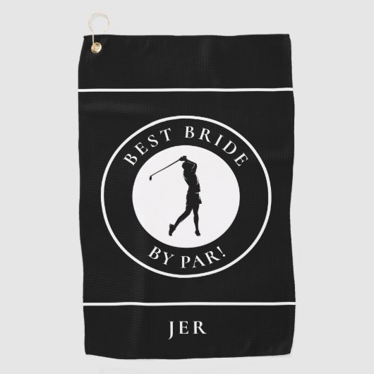 Golfer Best Bride by Par Monogramed Sports Black Golfhanddoek (Voorkant)