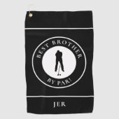 Golfer Best Brother by Par Family Monogram Black Golfhanddoek (Voorkant)