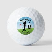 Golfer Best Dad Custom Name 3-D Monogram Golfballen (Voorkant)