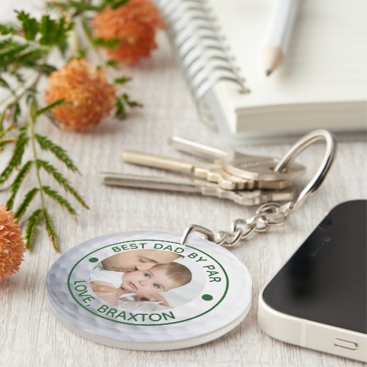 Golfer BEST DAD DOOR PAR Foto gepersonaliseerd Sleutelhanger (Voorkant Rechts)