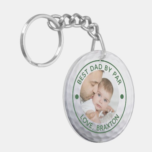 Golfer BEST DAD DOOR PAR Foto gepersonaliseerd Sleutelhanger (Voorkant Links)