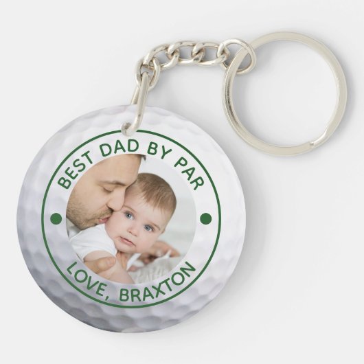 Golfer BEST DAD DOOR PAR Foto gepersonaliseerd Sleutelhanger (Achterkant)
