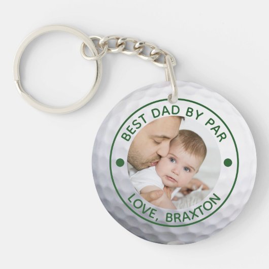 Golfer BEST DAD DOOR PAR Foto gepersonaliseerd Sleutelhanger (Voorkant)