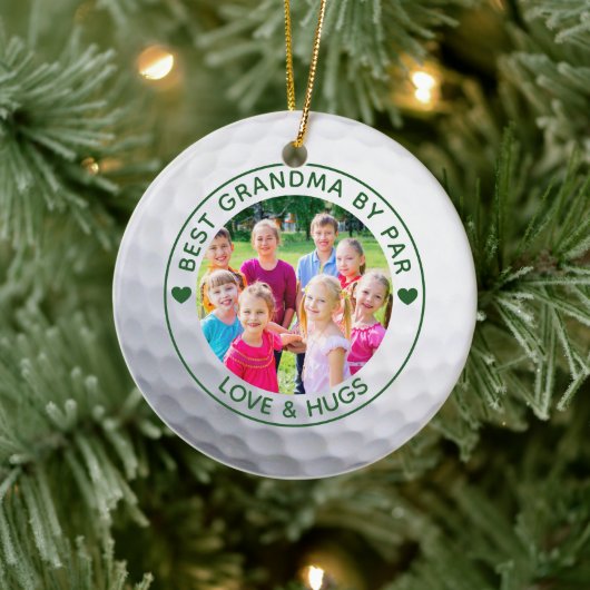 Golfer BEST GRANDMA BY PAR Photo Custom Keramisch Ornament (Boom)