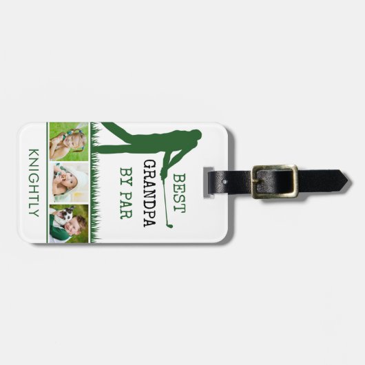 Golfer BEST GRANDPA DOOR PAR 3 Persoonlijke foto Bagagelabel (Voorkant horizontaal)