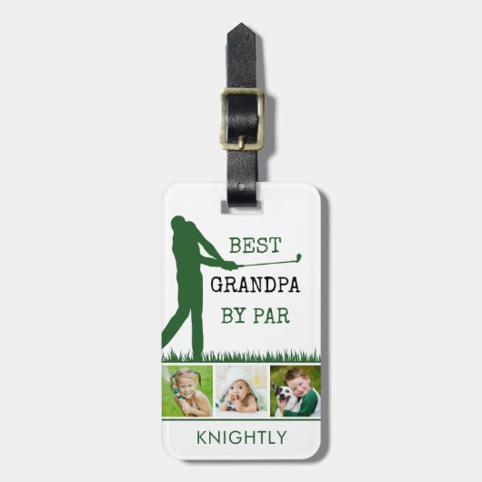 Golfer BEST GRANDPA DOOR PAR 3 Persoonlijke foto Bagagelabel (Voorkant verticaal)