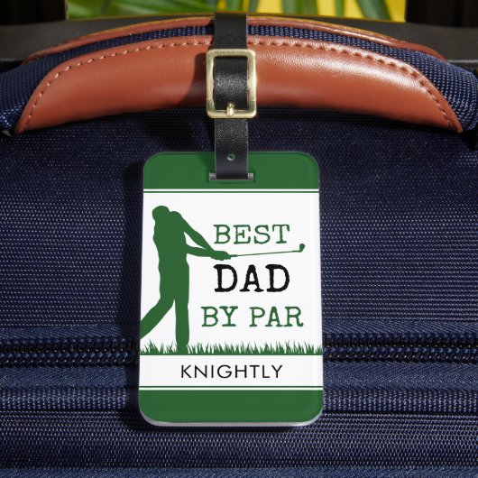 Golfer BESTE DAD VAN PAR, gepersonaliseerd Bagagelabel (Voorkant Insitu 2)