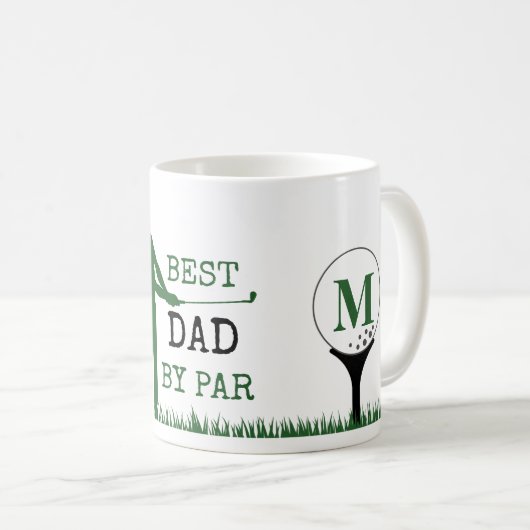 Golfer BESTE DAD VAN PAR Monogram Koffiemok (Voorkant rechts)