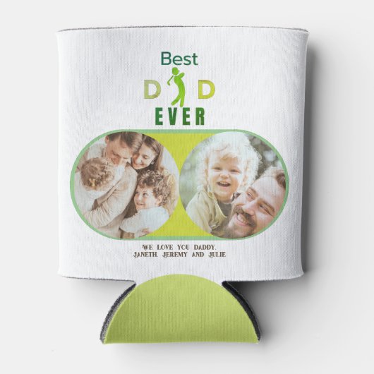 Golfer beste vader ooit foto collage vaders dag blikjeskoeler (Voorkant)