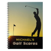 Golfer bij Sunset Gold Scores Persoonlijk Notitieboek (Voorkant)